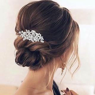 Olbye Wedding Hair Comb Rhinestone Bridal Pieces Flower Silver Crystal H...