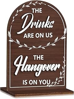 Wooden Wedding Plaque 3D with Stand, Rustic Bar Sign Decorations for Wed...