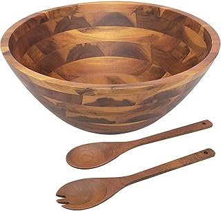 AIDEA Salad Bowls, Wooden Salad Bowls Set, Large Acacia Wood Serving Bow...