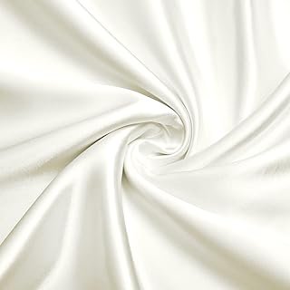 VACVELT Charmeuse Satin Fabric by The Yard, 60 Inch Wide Ivory White Sat...