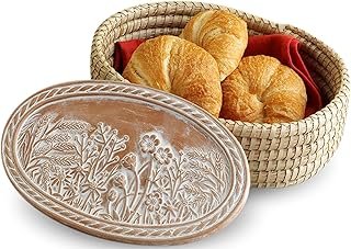 Bread Warmer Basket with Stone - Bread Baskets for Serving Rolls Warming...