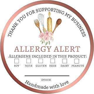 Mobiusea Creation Allergen Warning Stickers | 300 Round Food Allergy Sti...