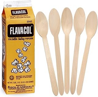 Concession Essentials Popcorn Season Salt, 35 oz Carton with Wooden Salt...