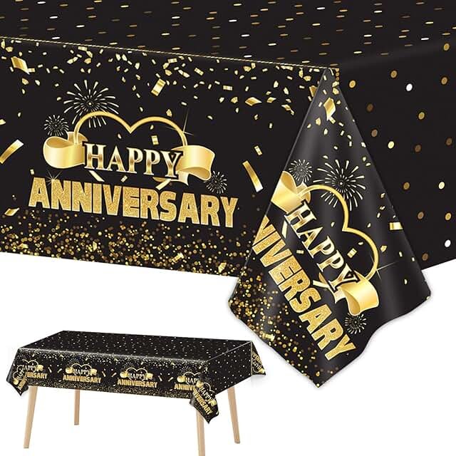 3 Pack Happy Anniversary Tablecloth Disposable Anniversary Party Decorat...