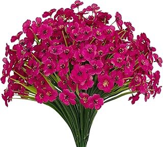 15 Bundles Artificial Flowers UV Resistant Outdoor Plants No Fade Faux P...