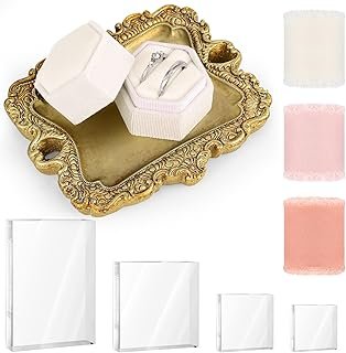 9 Pcs Flat Lay Props Set Include 1 Jewelry Dish 1 Ring Box 4 Acrylic Blo...
