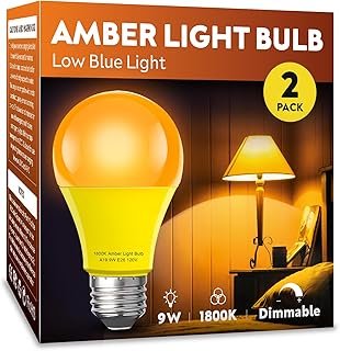 Amber Sleep Light Bulb 2 Pack，Dimmable 1800K Warm Light Bulbs for Health...