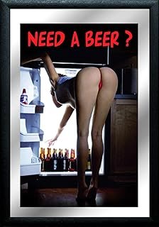 Need a Beer Pin up Girl Nostalgia barspiegel Mirror Bar 7.8x11.8 Wall De...