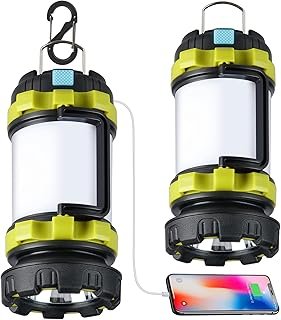 2 Pack Camping Lantern, Outdoor Led Camping Lantern, Rechargeable Flashl...