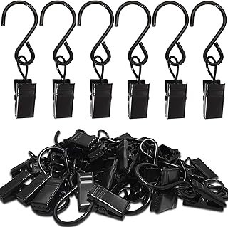 Stainless Steel S Hooks Curtain Clips, 50 Pack Hanging Party Lights Clip...