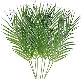 Artificial Areca Palm Leaves, 8 Pcs Faux Tropical Palm Tree Leaves Stems...