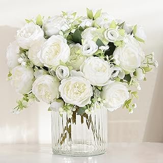 MARTINE MALL 2 Packs Peonies Artificial Flowers, White Artificial Peonie...
