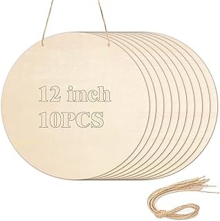 10Pcs Thickened Wood Circles for Crafts with Holes,12