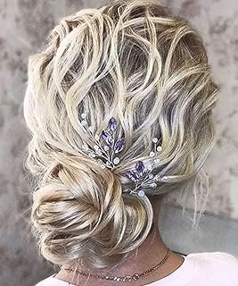 JWICOS Lavender Bridal Wedding Hair Pins Crystal Beads Hair Accessories ...