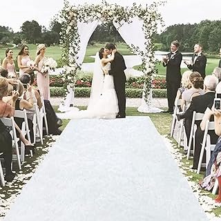 MODFUNS White Wedding Aisle Runner Outdoor Velvet Aisle Runner for Weddi...