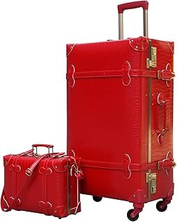 urecity Vintage Luggage Set of 2, Retro Suitcase Trunk with Wheels for M...