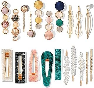 Mehayi 20 PCS Macaron Pearl Acrylic Resin Fashion Hair Clips Set, Cute H...