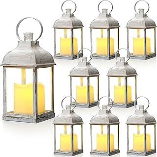 8 Pcs 10 inch White Decorative Candle Lantern Bulk for Wedding Centerpie...