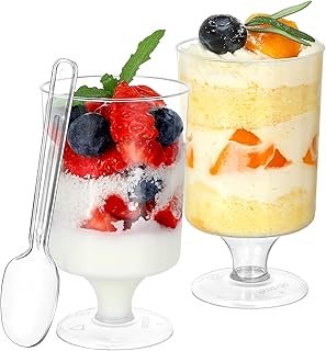 60 Pack 3 Oz Mini Dessert Cups Disposable Appetizer Cup Goblet,Pedestal ...