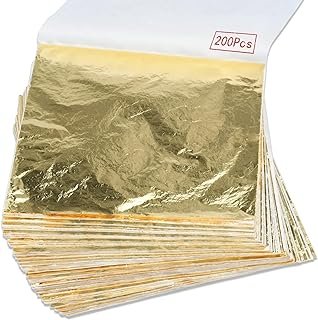200Pcs Gold Leaf Sheets Gold Foil Sheets for Gilding Crafting, Art & DIY...