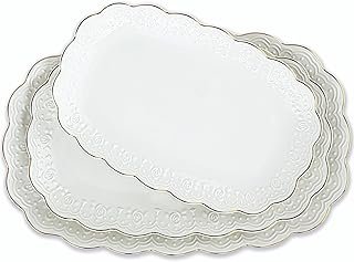Kassel Ceramic Serving Platter Set | 14”/12”/10” Oval Serving Trays for ...