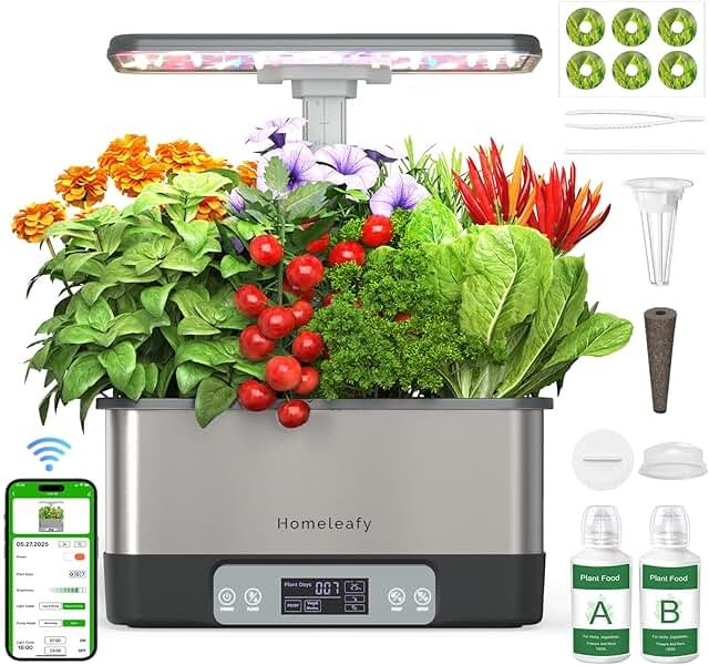 Hydroponics Growing System Kit, 8 Pods Smart Indoor Herb Garden with WiF...