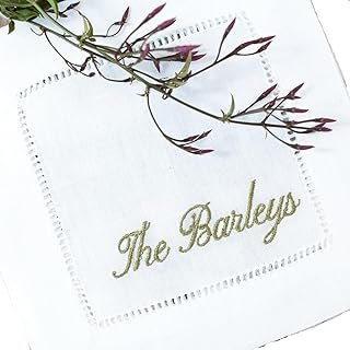 Custom Embroidered Linen Cocktail Napkins Great Personalized Gift Birthd...