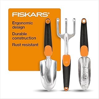 Fiskars 3-in-1 Garden Tool Set, Includes Trowel, Transplanter, and Culti...