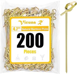 200PCS Cocktail Picks Bamboo Skewers for Appetizers, Fancy Toothpicks fo...