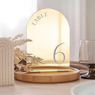 ZICOTO Beautiful Gold Wedding Table Numbers with Stands - Elegant Double...