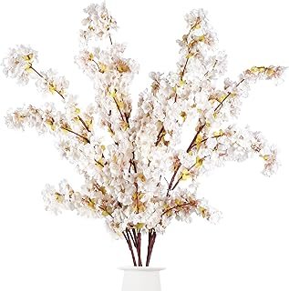 Sggvecsy Artificial Cherry Blossom Branches Faux Cherry Flowers 39 Inch ...