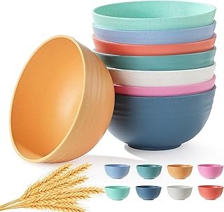8PCS Cereal Bowl, Ohola Unbreakable Wheat Straw Cereal Bowls, Microwave ...