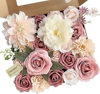 Roses Artificial Flowers Pink Bouquets Box Set for DIY Bridal Wedding Sh...