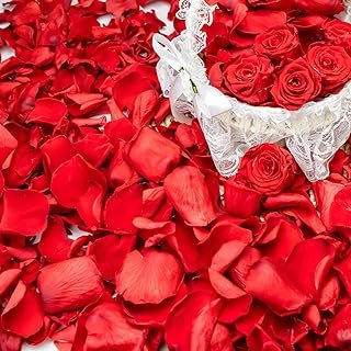 340 PCS Real Red Rose Petals, 3.17oz Dried Flower Confetti Petals for We...