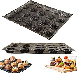 Mesh Silicone Hamburger Bun Mould, 20-Cavity Mini Hamburger Mould Silico...