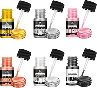 Edible Glitter Paint Set - 6 Colors Metallic Edible Cake Paint for Cake ...