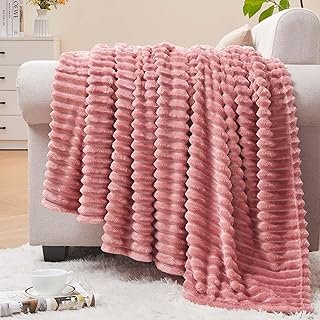 BEDELITE Fleece Throw Blanket for Couch – 3D Ribbed Jacquard Soft and Wa...