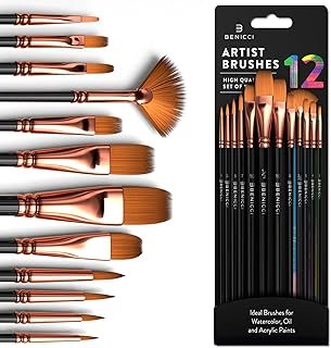 Professional Artist Paint Brush Set of 12 - Painting Brushes Kit for Kid...