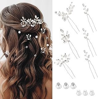 12 Pieces Hair Accessories for Women Pearl Crystal Bridal Hair Pins Wedd...