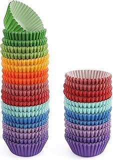 GUSTO [500 Pcs] Mini Cupcake Liners for Baking, Colorful Muffin Liners, ...