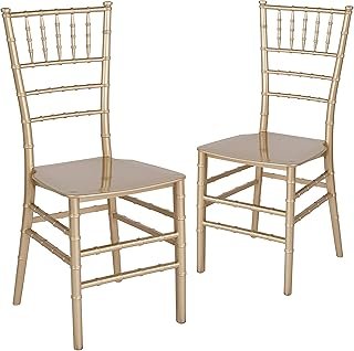 Flash Furniture 2 Pack HERCULES Series Gold Resin Stacking Chiavari Chair