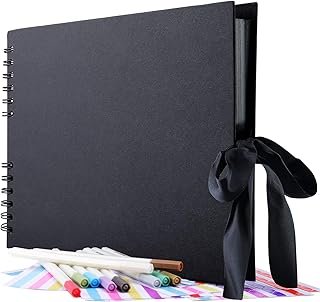 GOTIDEAL 80 Pages Scrapbook Album with 10 Metallic Markers,Craft Paper P...