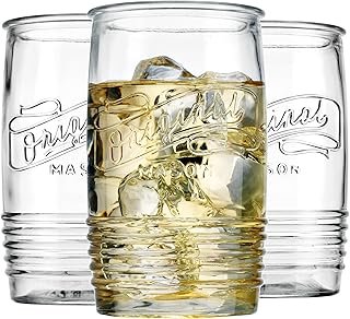 Glaver's Set of 8 Tumbler Glass Cups 20 OZ Mason Stemless Tall Drinking ...