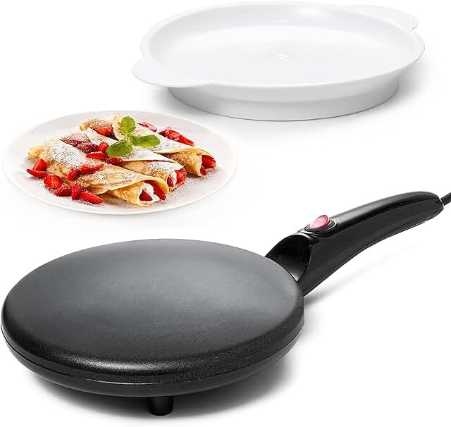 Moss & Stone Electric Crepe Maker – 8” Portable Crepe Pan Nonstick with ...