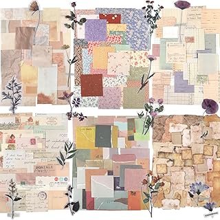 445 PCS Vintage Scrapbook Paper Journaling Scrapbooking Supplies Kit Aes...