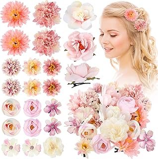 BBTO 21 Pcs Flower Hair Clip Rose Hair Clips Barrettes for Women Flower ...