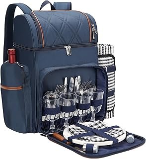 Picnic Backpack for 4,Picnic Basket Set,Leakproof Picnic Bag,Beach Coole...