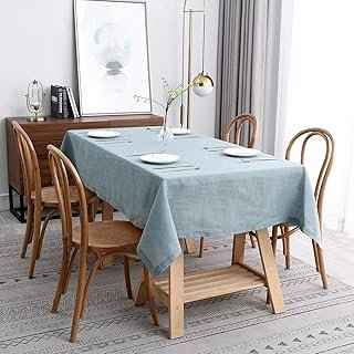 maxmill Lux Faux Linen Tablecloth with Slubby Yarn Textured Weaves Wrink...