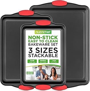 NutriChef 3-Piece Nonstick Kitchen Oven Baking Pans - Premium & Stylish ...