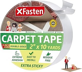 XFasten Extra Sticky Carpet Tape - 2” x 10 Yards Indoor Outdoor Rug Tape...